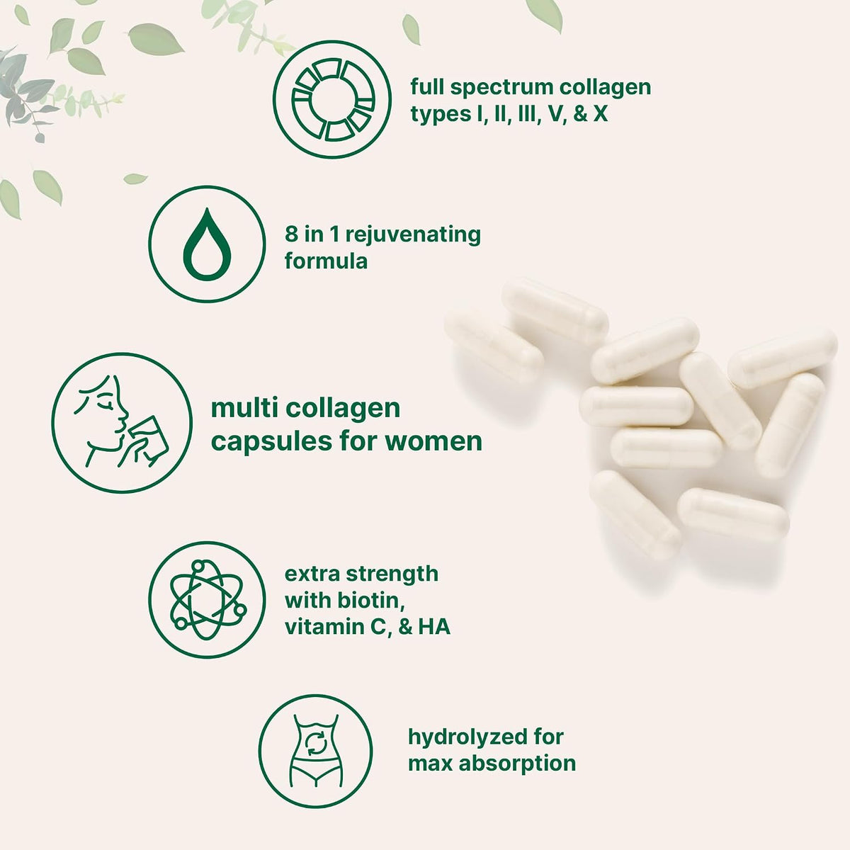 Micro Ingredients 8-in-1 Multi Collagen Capsules & L-Theanine 200mg with Magnesium Glycinate Softgels | Grass-Fed Collagen Peptides | Amino Acid & Mineral Complex Bundle 2 Pack