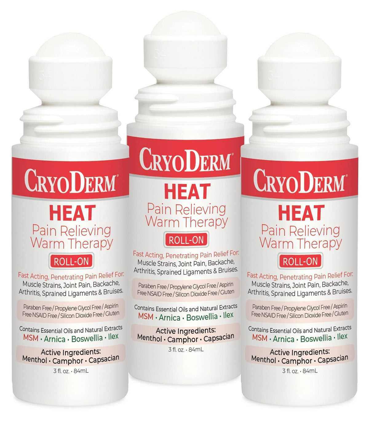 Pkg of 3 CryoDerm Heat Roll-On CryoDermBuy Supplements Australia