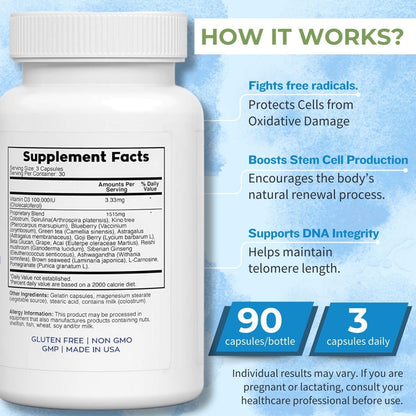 NuVi Global Stemforte Plus Stem Cell and Telomere Supplements – Cell Regeneration, Cell Growth & Telomere Support for Healthy Aging & Cellular Health – 90 Capsules for Men & Women NuVi Global buy supplements Au