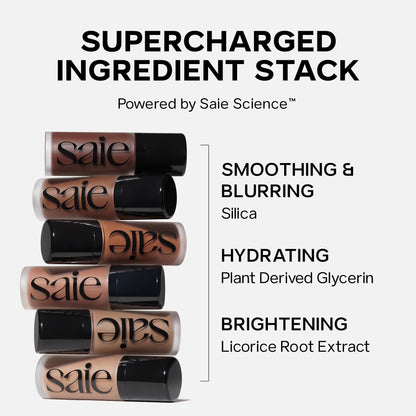 Saie Radiant Glow Duo - Dew Bronze Soft-Focus Liquid Bronzer in Sail (0.4 oz) & Mini Glowy Super Gel Lightweight Illuminator in Sunglow (0.5 oz), Hydrating Makeup Essentials for a Sun-Kissed Glow SaieBuy Supplements Australia