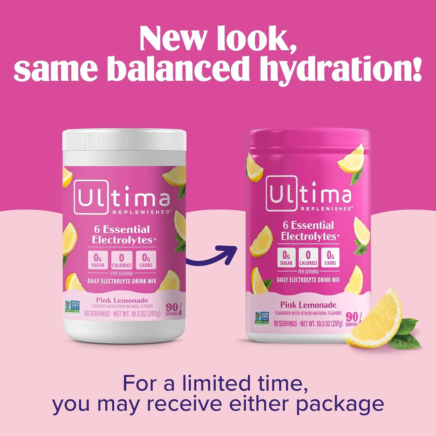 Ultima Replenisher Electrolyte Powder Drink Mix Bundle – Sugar Free – Lemonade and Pink Lemonade, 90 Servings– Hydration Powder - 6 Key Electrolytes and Trace Minerals – Keto Friendly, Non-GMO