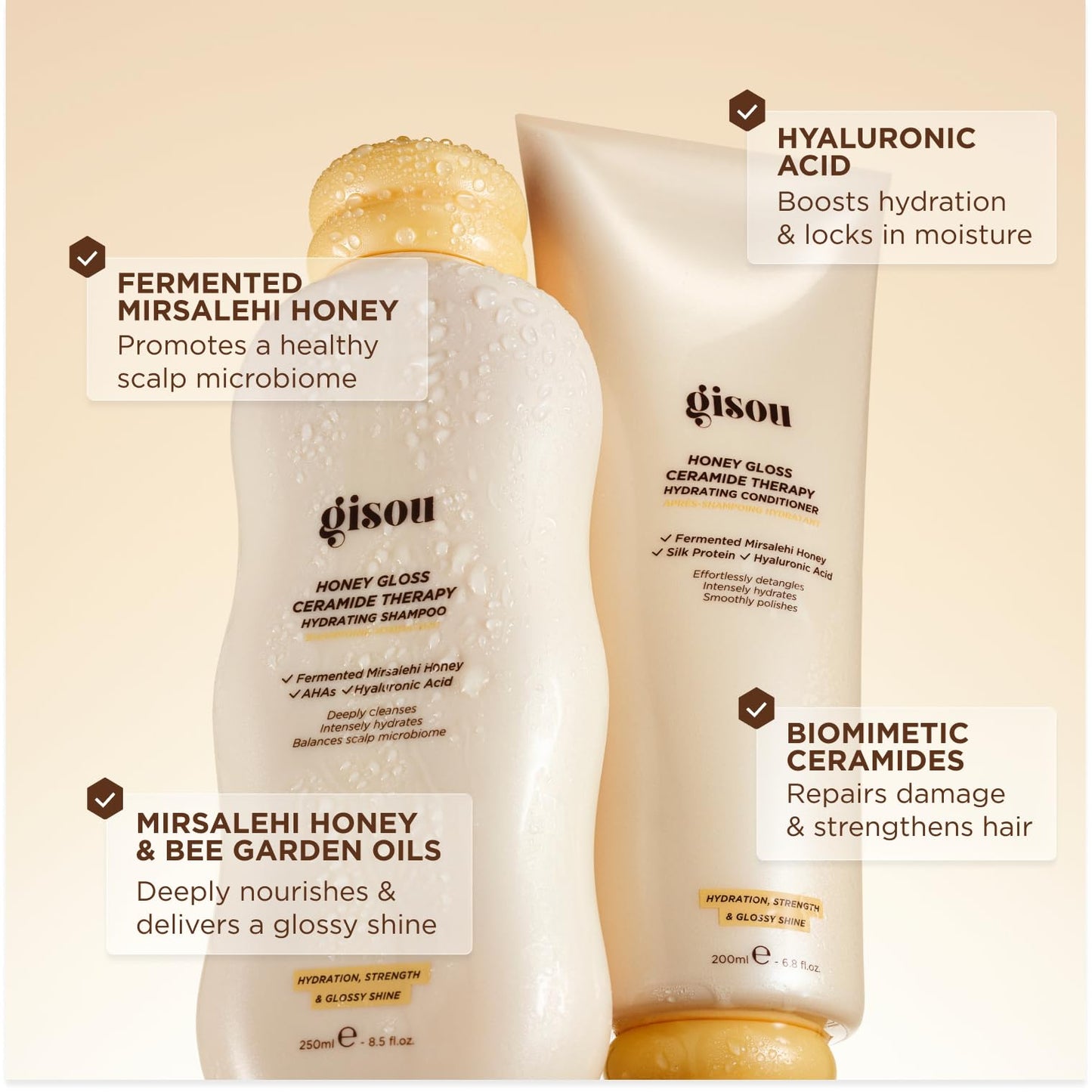 Gisou Honey Gloss Hair Therapy Trio - Mini Shampoo, Hair Mask and Conditioner for smoother, stronger and glossier hair GisouBuy Supplements Australia