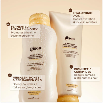 Gisou Honey Gloss Hair Therapy Trio - Mini Shampoo, Hair Mask and Conditioner for smoother, stronger and glossier hair GisouBuy Supplements Australia