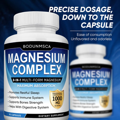 Magnesium Complex, 8 in 1, 1000mg-Glycinate, Citrate, Malate for Easy Absorption, Full Spectrum Magnesium Complex,Supports Relaxation, Sleep & Muscle Function, Magnesio Complex for Women, 180 Capsules BODUNMSCA buy supplements Au