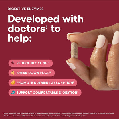Physician's CHOICE - Optimal Gut Health Bundle: 60 Billion Probiotic 60ct + Digestive Enzyme 180ct for Digestive Comfort and Immune Support - Value Bundle
