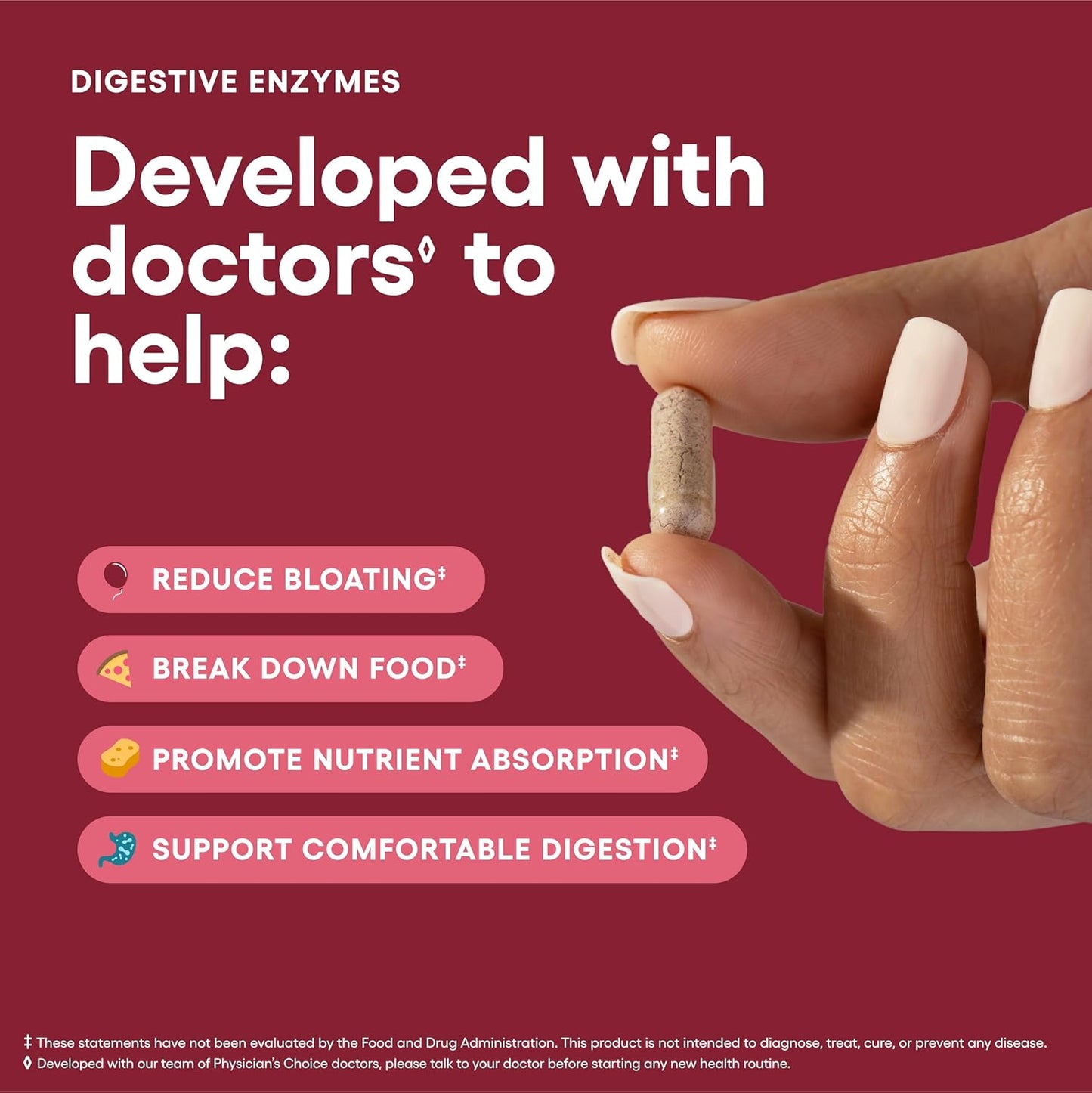 Physician's CHOICE Digestive Enzymes 60 Count + Easy Mix Fiber Bundle