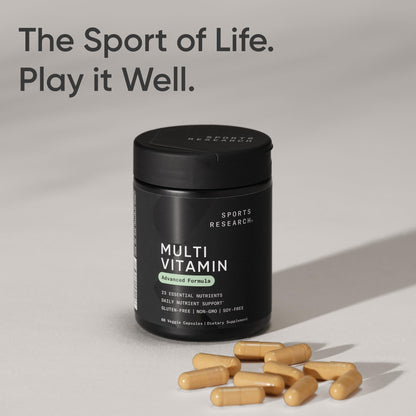 Sports Research® Multivitamin – Advanced Formula - 23 Essential Vitamins & Minerals with CoQ10 & Iodine - Daily Nutrient Support*- Non-GMO Tested & Gluten-Free -60 Veggie Capsules Sports Research buy supplements Au