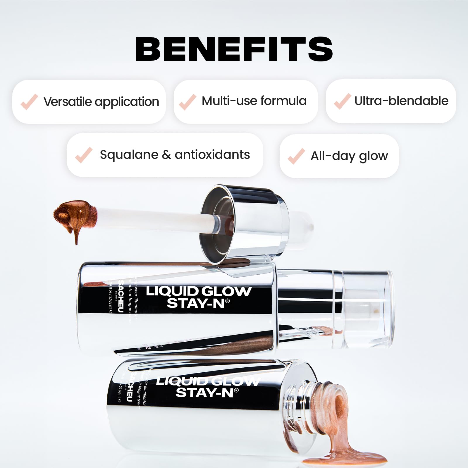 Sacheu Liquid Glow STAY-N Liquid Highlighter & Illuminator Makeup — 30ml Long Lasting Luminous Glow Lightweight Dewy Finish, Glow Getter SacheuBuy Supplements Australia