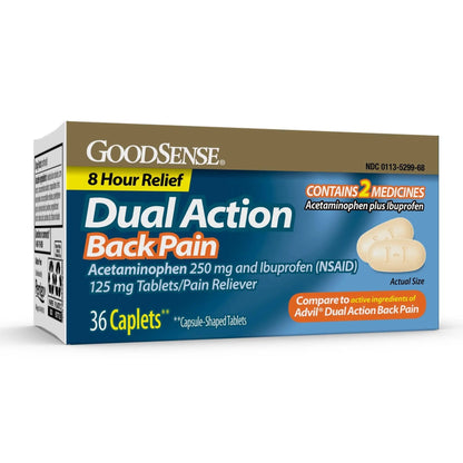 GoodSense Dual Action Acetaminophen and Ibuprofen (NSAID) Tablets, 250 mg/125 mg, Back Pain, 36 Count GoodSenseBuy Supplements Australia
