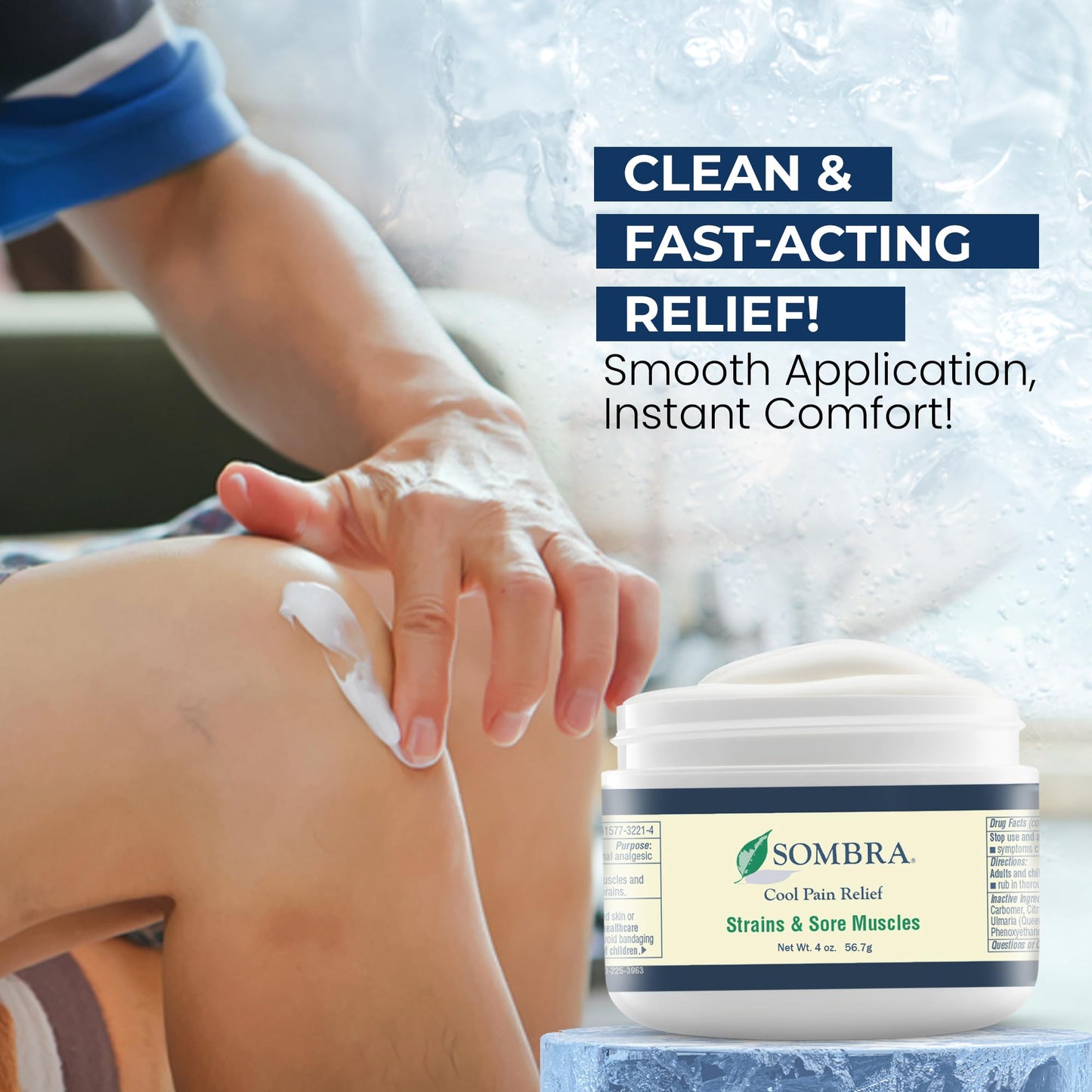Sombra Original Cool Therapy Gel Cold Pain Relief for Swelling, Growing Pains, Soreness, Post-Workout, Vegan Formula Free of Artificial Fragrances, Dyes, NSAID, Wax, Petroleum, Alcohol - 4oz Jar SombraBuy Supplements Australia