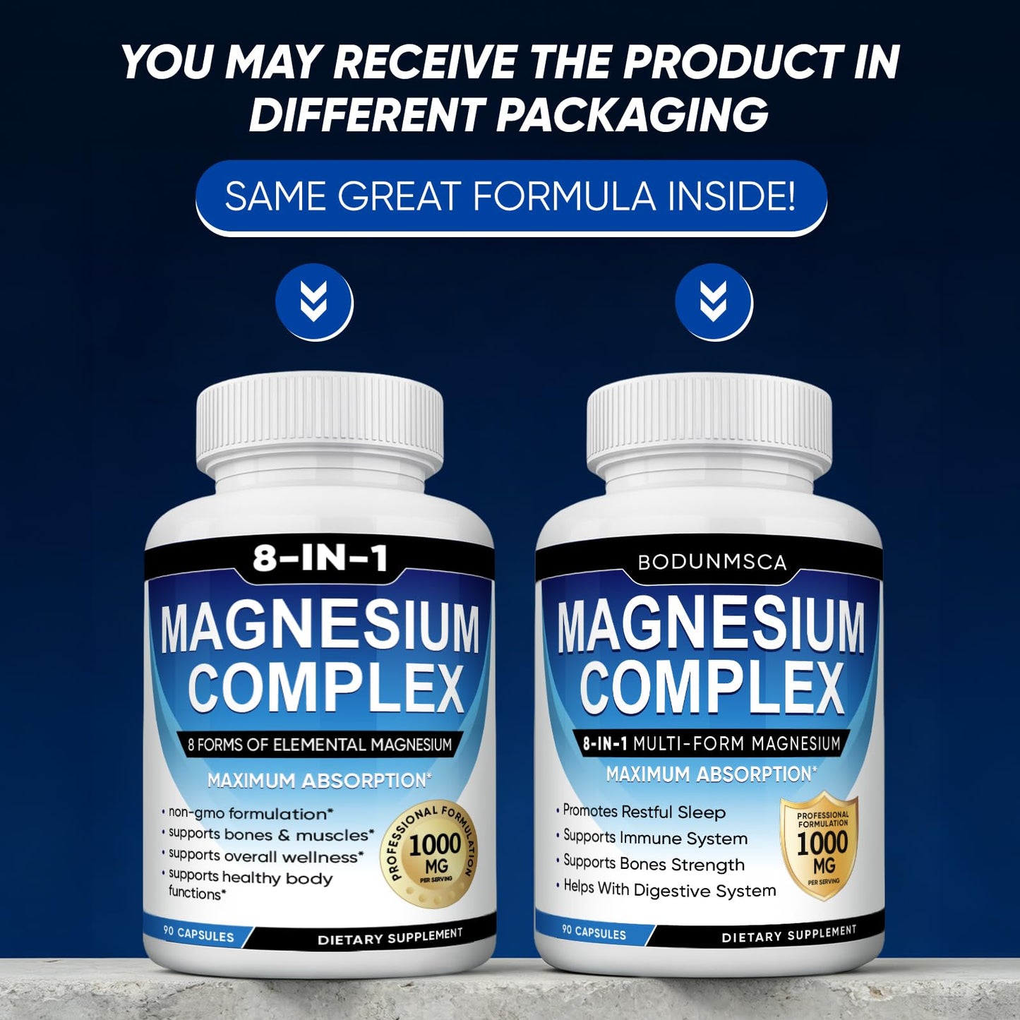 Magnesium Complex, 8 in 1, 1000mg-Glycinate, Citrate, Malate for Easy Absorption, Full Spectrum Magnesium Complex,Supports Relaxation, Sleep & Muscle Function, Magnesio Complex for Women, 180 Capsules BODUNMSCA buy supplements Au