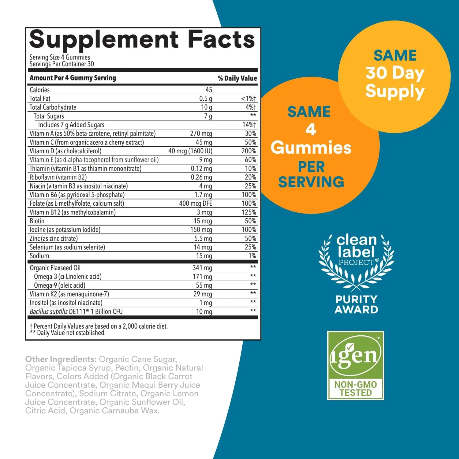 SmartyPants Multivitamin for Men, Organic Gummies: Probiotics, CoQ10, Methylfolate, Omega 3 (ALA), Vitamin D3, C, Vitamin B12 SmartyPants
