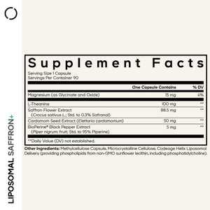 Codeage Liposomal Saffron+ Supplement - Saffron Extract, Magnesium, L-Theanine, Cardamom, BioPerine - 3-Month Supply - Kesar Spice, Liposomal Delivery - Non-GMO - 90 Capsules CodeageBuy Supplements Australia