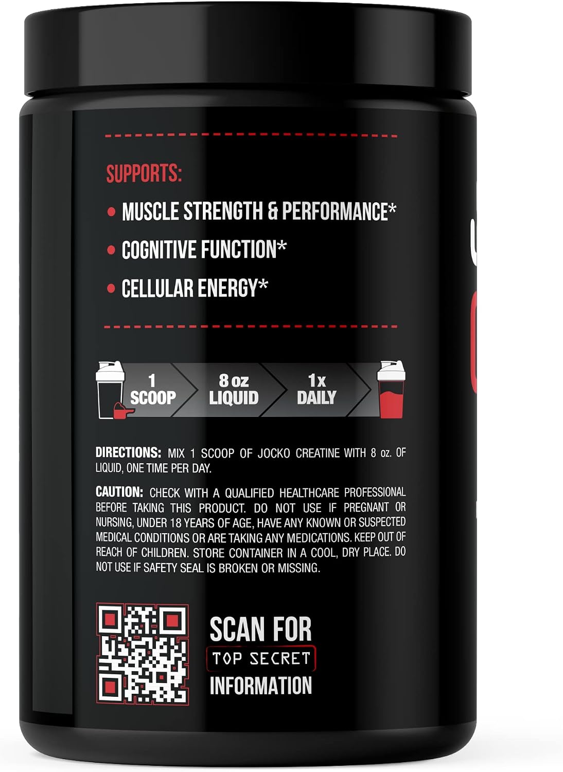 Jocko Fuel Creatine Monohydrate, Pure Micronized Powder for Men & Women, Supports Muscle Growth, Strength, Recovery & Cognition, Unflavored, 450 Grams, 90 Servings