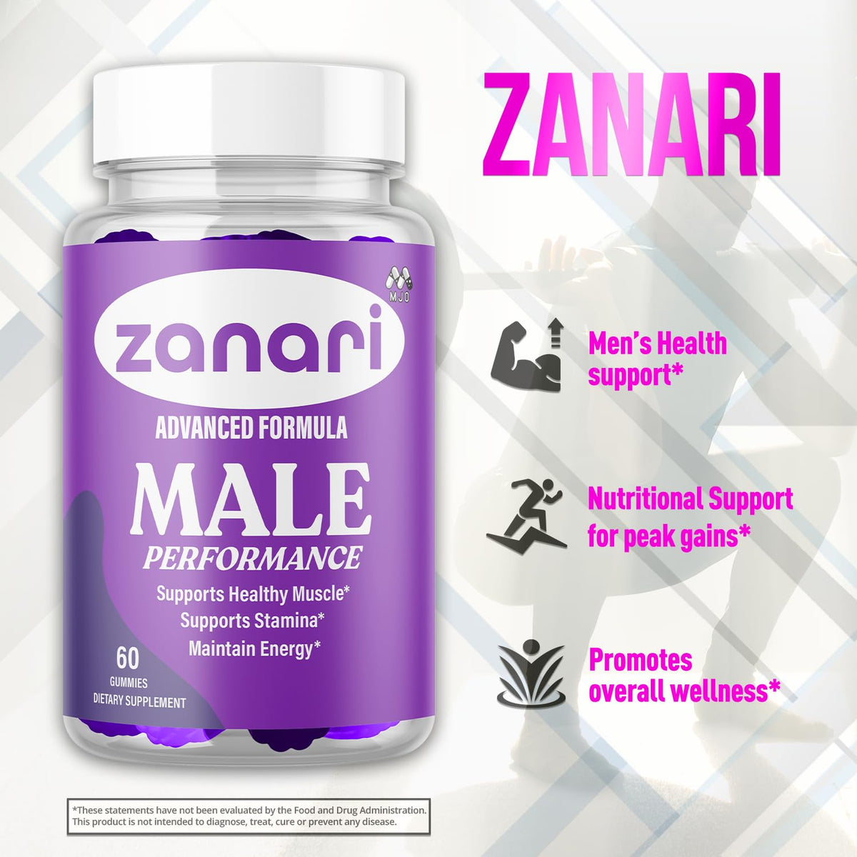 Zanari Gummies, Official Zanari Gummys for Men with All Natural Ingredients, Advanced Formula for Optimal Health & Total Wellness Support with Maximum Strength Active Lifestyle Vitamins (60 Gummies) MJO buy supplements Au