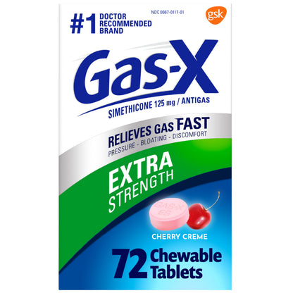 Gas-X Extra Strength Chewable Gas Relief Tablets with Simethicone 125 mg for Bloating Relief, Cherry - 72 Count Gas-X buy supplements Au