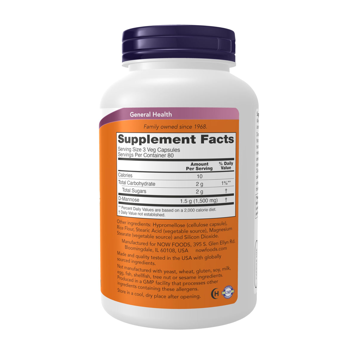 Supplement Product​NOW Foods Supplements, D-Mannose 500 mg, Non-GMO Project Verified, Healthy Urinary Tract*, 240 Veg Capsules - GlowUpCaUSA
