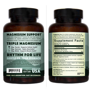 Natural Rhythm Triple Calm Magnesium Complex - 120 Capsules, Chelated Magnesium Glycinate, Taurate & Malate, High Absorption Supplement for Sleep, Stress, Muscle & Heart Support, Non-GMO, Vegan Natural Rhythm buy supplements Au