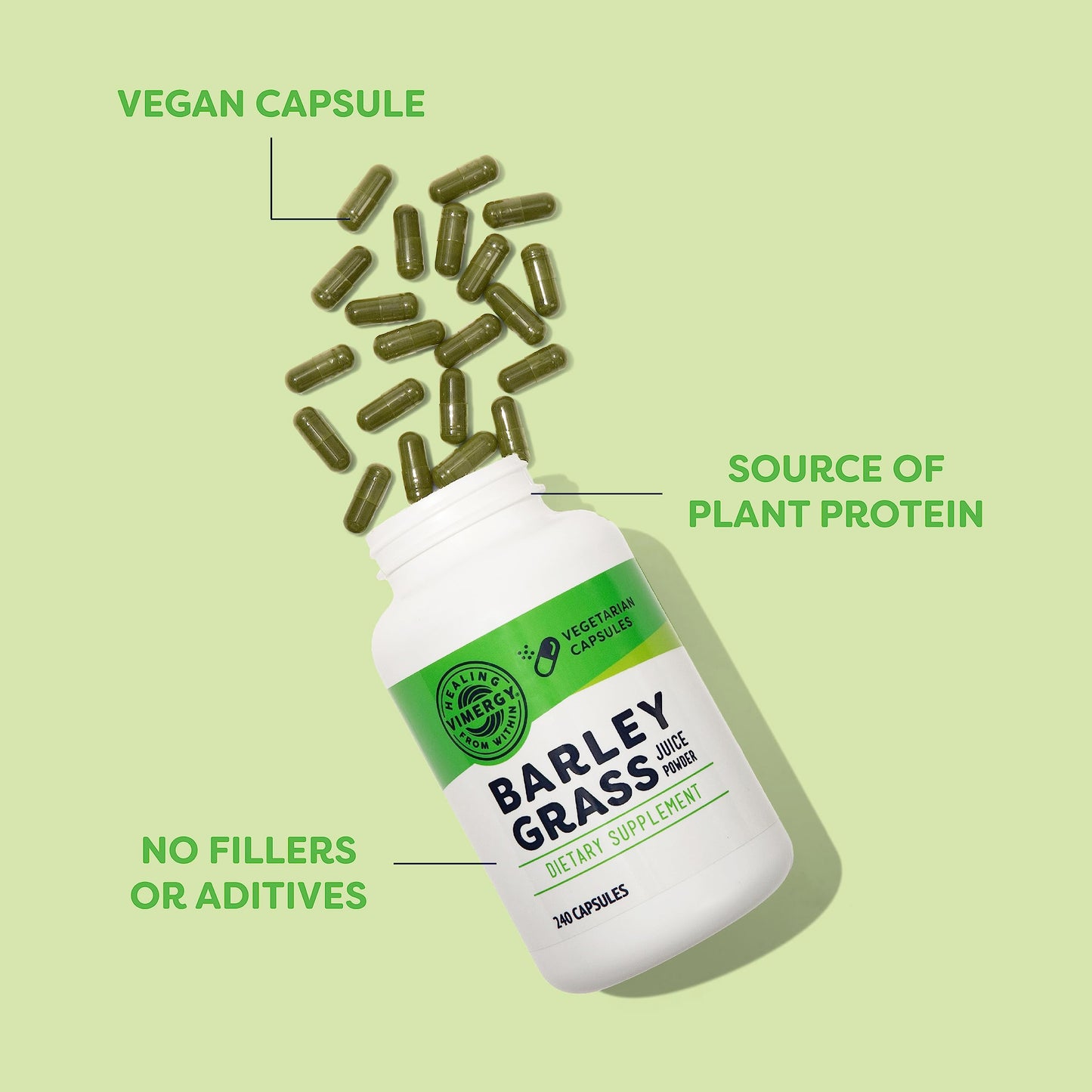 Vimergy Barley Grass Juice Powder Dietary Supplement - 4g per Serving (62 Servings) – Clean Superfood – Promotes Cardiovascular Health* – Organic, Vegan & Gluten-Free – Regular Size 250g