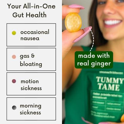 Stomach Bloom Fast-Acting Ginger for Nausea Relief | Herbal Relief for Pregnancy Nausea and Morning & Motion Sickness | Ginger, Lemon, Spearmint & B6. 28 Individually Sealed Drops.