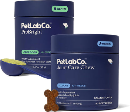 PetLab Co. – Breath & Joint Bundle: Dental Powder for an Effortless Clean in 1 Scoop for Large Dogs & Joint Care Chews for Dogs Supporting Mobility & Occasional Joint Stiffness