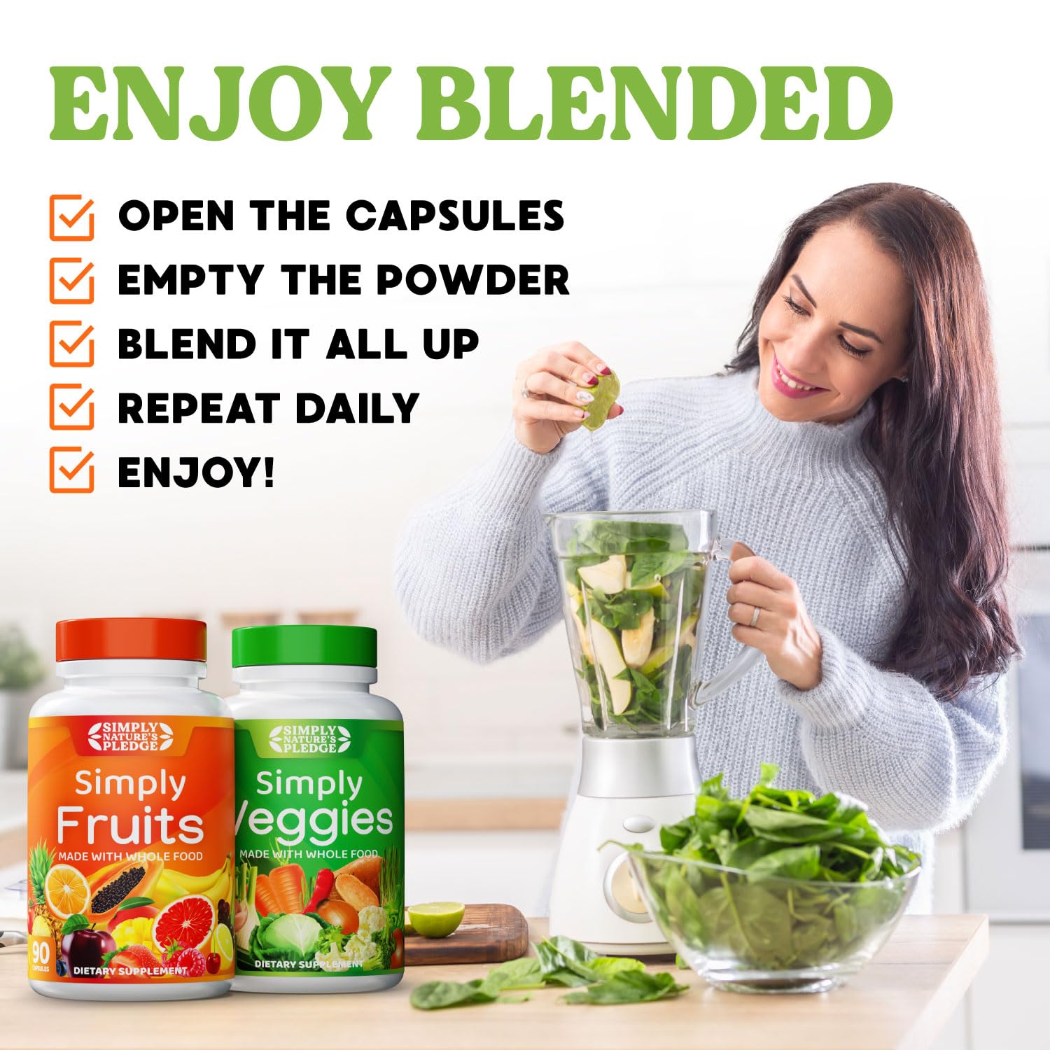 Simply Nature's Pledge - Packed with Over 40 Different Fruits & Vegetables - Made with Whole Food Superfoods - with High Beta Carotene – 100% Soy Free - 90 Count (Pack of 2) Simply Nature's Pledge buy supplements Au