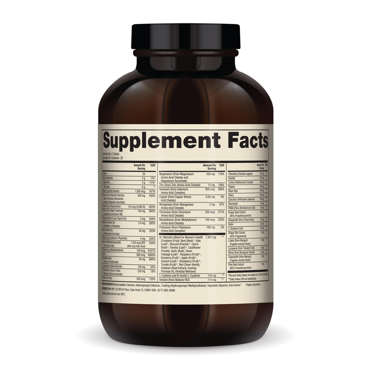 Dr. Mercola Whole-Food Complex for Women - with Added Multivitamin Plus Vital Minerals - Supports Energy & Cellular Health - Non-GMO, Gluten-Free & Soy-Free - 240 Tablets (30 Servings) Dr. MercolaBuy Supplements Australia
