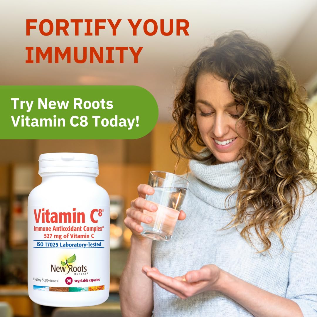 Vitamin C8 + Zinc Supplement for Higest Absorption (90 Capsules) | 527mg per Portion | 8 Buffered Sources of Vitamin C with Bioflavonoids, Green Tea & Quercetin for Stronger Defense | 3 months Supply NEW ROOTS HERBALBuy Supplements Australia