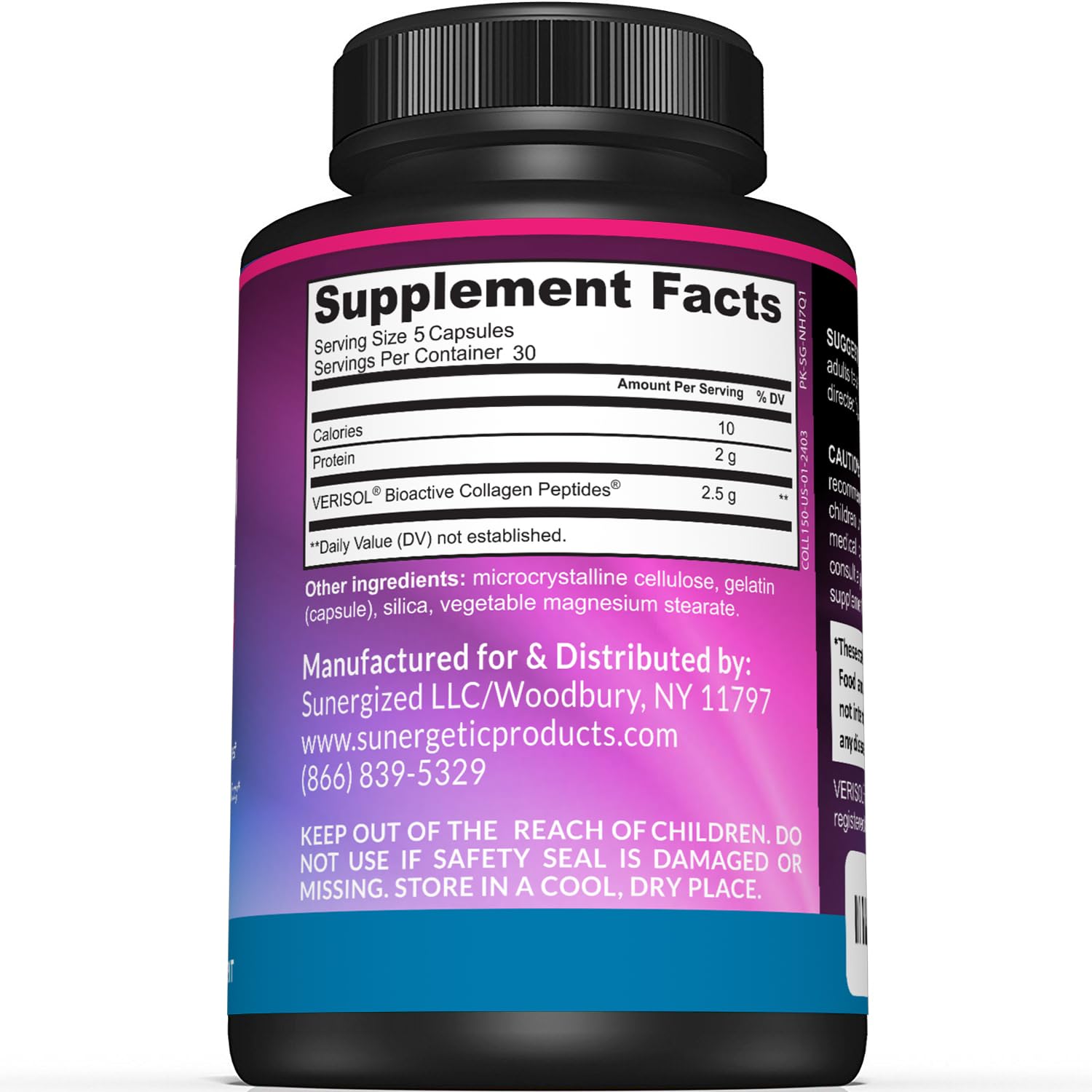 Sunergetic Premium Collagen Peptides Capsules – 2500 mg of VERISOL Collagen Peptides Type 1 & Type 3 – Multi Collagen Supplement to Support Joint Health, Hair, Skin & Nails – 150 Collagen Capsules Sunergetic buy supplements Au