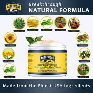 Amish Origins Arthritis Pain Relief Cream - 7 oz - Maximum Strength Deep Penetrating for Joint, Muscle, Knee, Back, Feet, Hand, Ankle, Aches, Neuropathy Amish OriginsBuy Supplements Australia