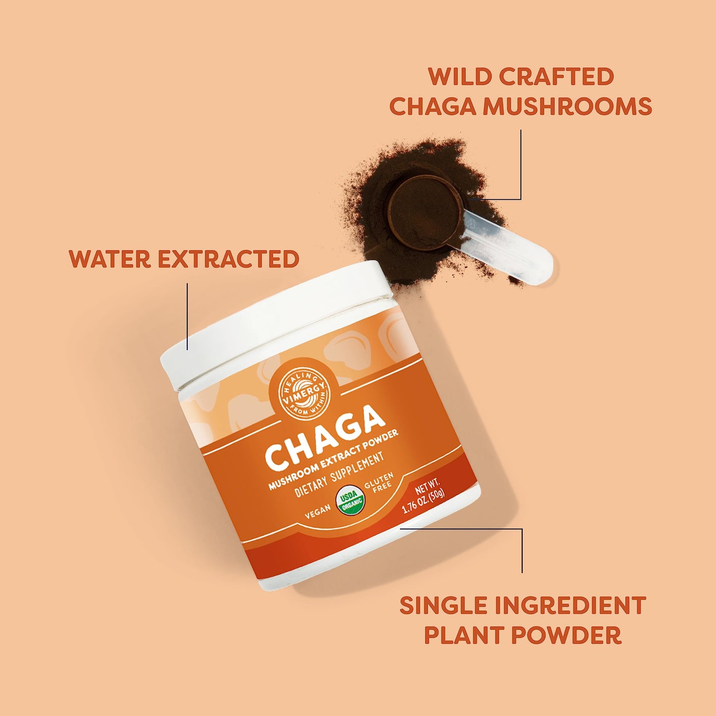 Vimergy Chaga Capsules – Superfood Cellular Support* – Cardiovascular Health Benefits* – Kosher, Vegan, Gluten-Free – 90 Capsules