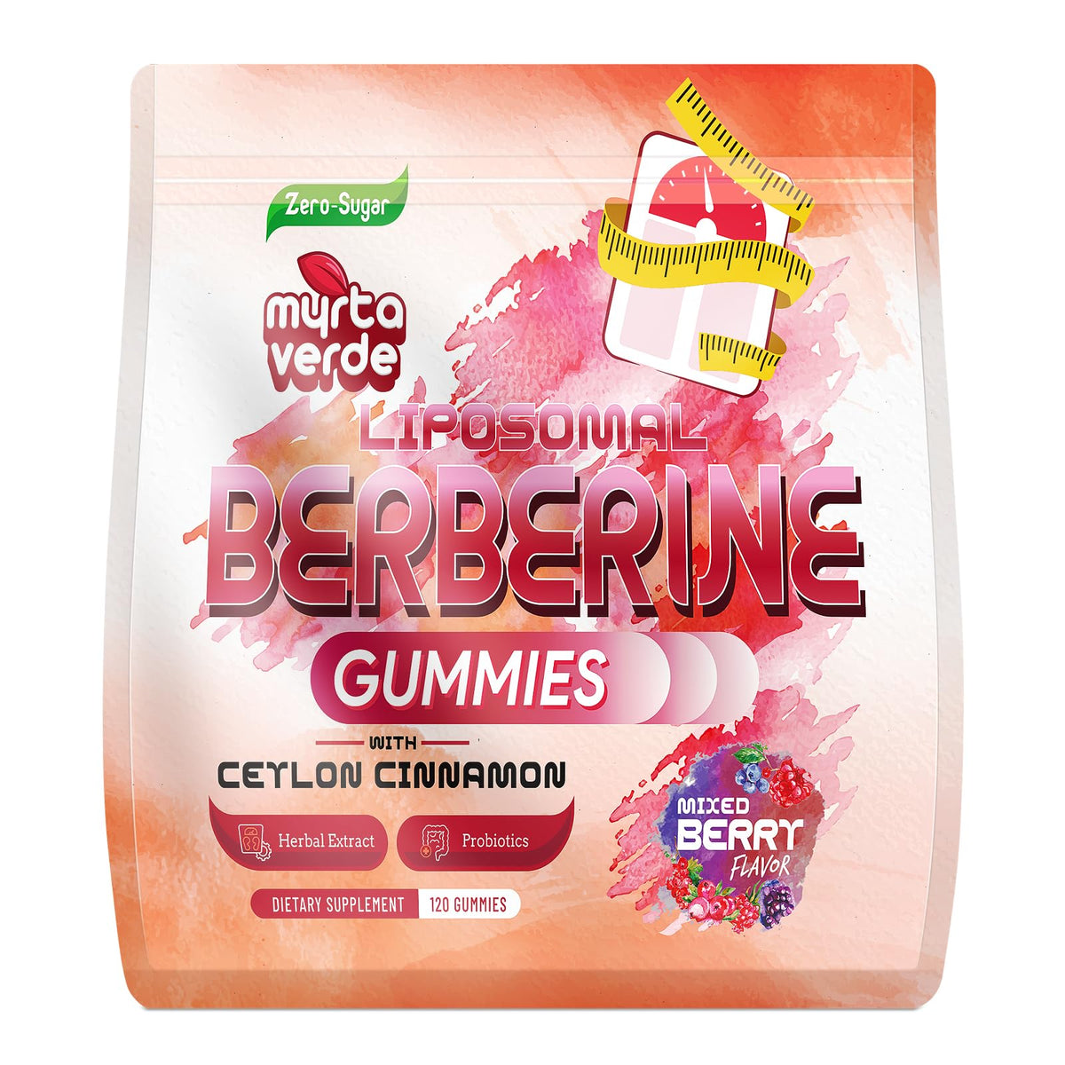 2000mg Liposomal Berberine Supplement Gummies | High Potency Berberine HCI Activates AMPK with Ceylon Cinnamon | Advanced Absorption | Zero Sugar Mixed-Berry | 120 Count Myrtaverde buy supplements Au
