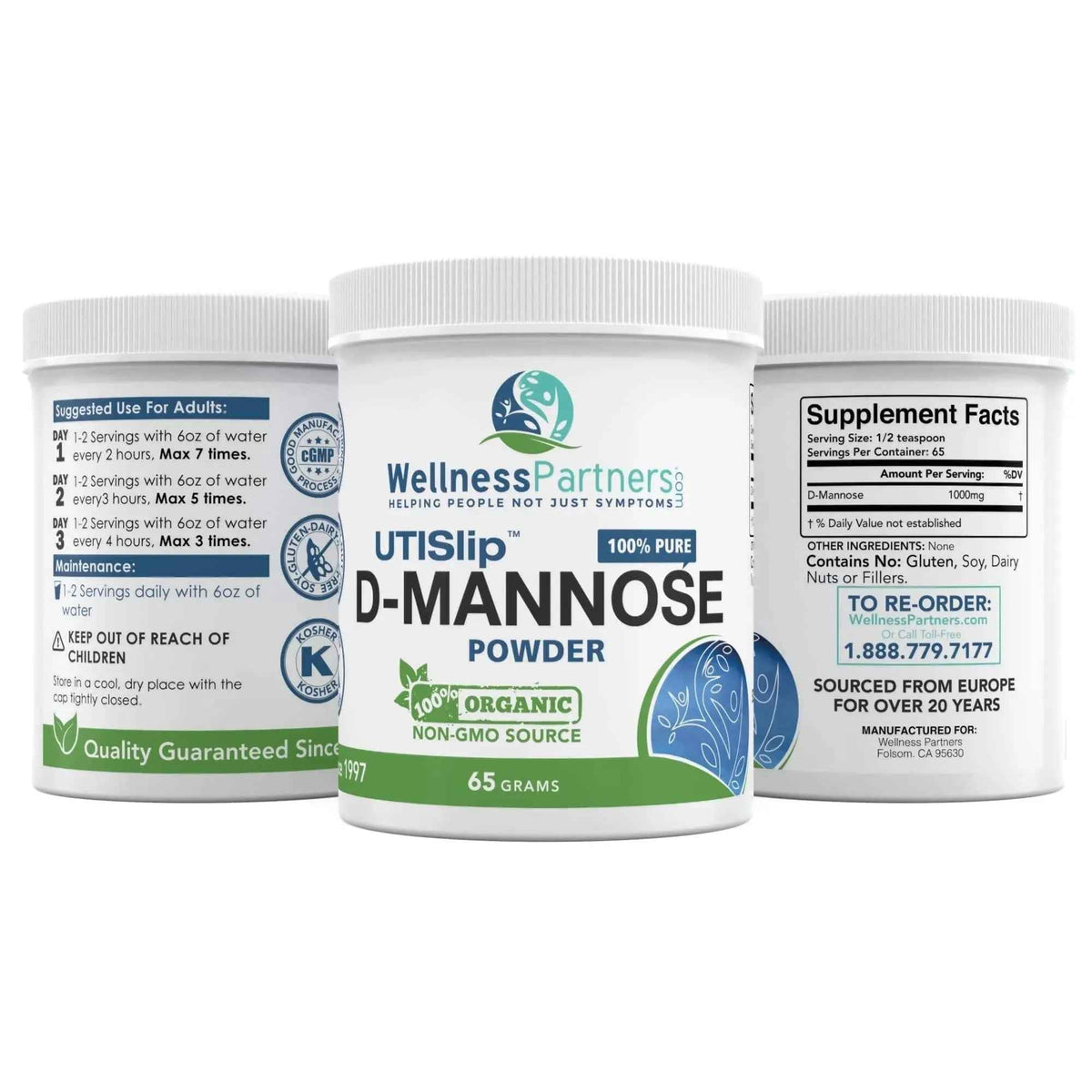 Now New UTI-Slip D Mannose Non GMO Organic Source Powder 65g jar