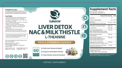 NAC Supplement with Milk Thistle, GABA and L-THEANINE - 60 Capsules