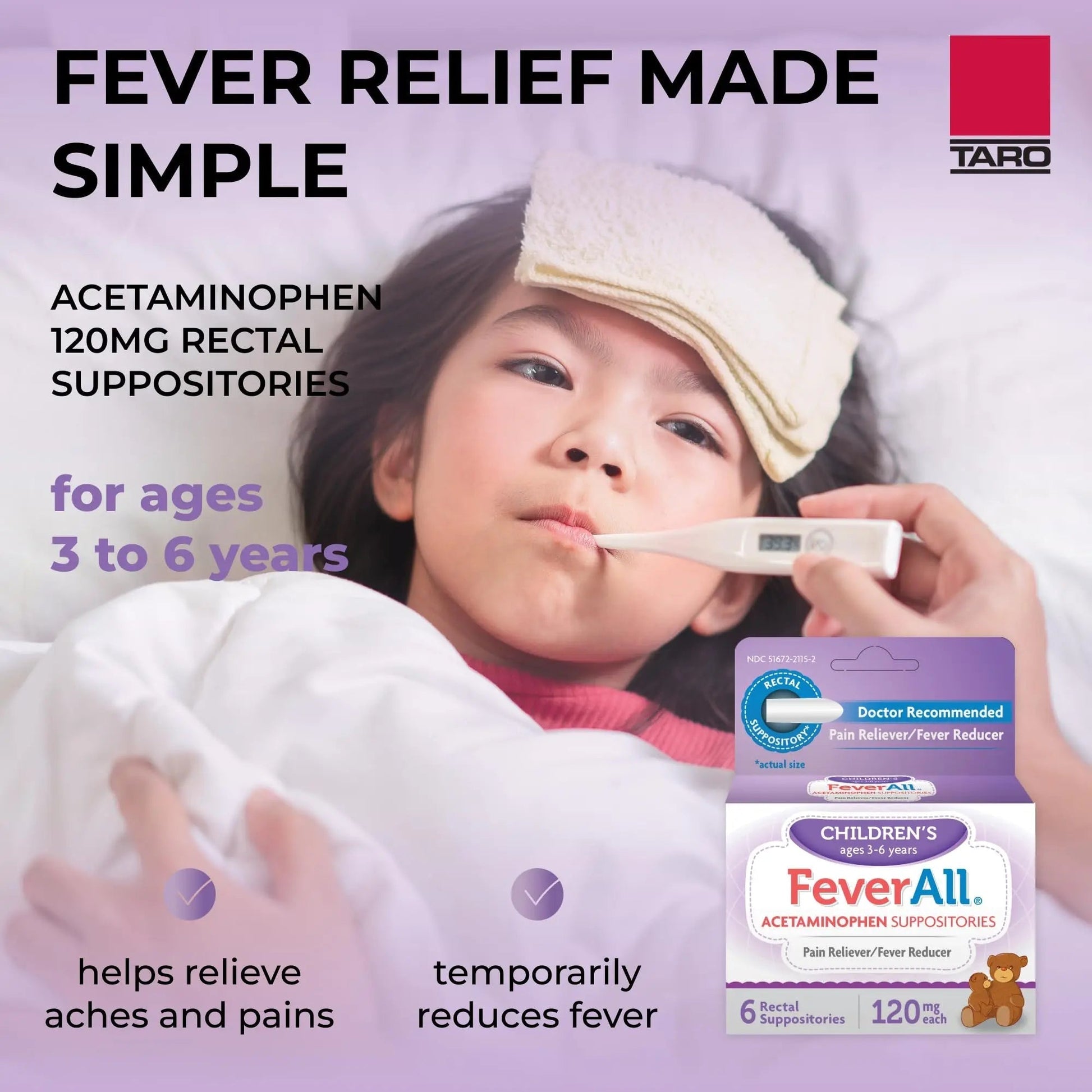 Feverall Infant Acetaminophen Suppositories 6 Rectal Suppositories 120 mg Each Pain Reliever/Fever Reducer. Paraben Free, No Artificial Colors or Other preservatives. Ages 3-6 Years FeverallBuy Supplements Australia