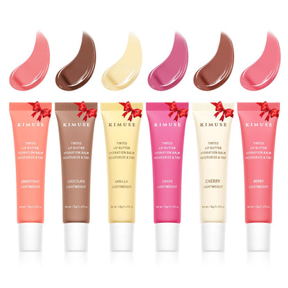 KIMUSE 6 Pcs Tinted Lip Butter Hydration Balm Set, 6 Flavored Shades Hydrating Plumping Gloss with Hyaluronic Acid & Vitamin E, Sheer Tint, Non-Sticky | Vegan Lip Care Makeup for Dry Lips & Daily KIMUSEBuy Supplements Australia