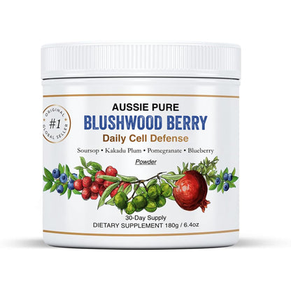 Aussie Pure Blushwood Berry daily cell defense powder container on a white background