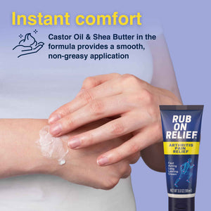 RUB ON RELIEF Arthritis Pain Relief Cream – 10-in-1 Non-Greasy Joints Pain Cream for Knees, Back, Neck, Hands, & Muscle Aches with Menthol, Camphor, Arnica, MSM & Turmeric Up to 8 Hours, 3oz (1 Pack)