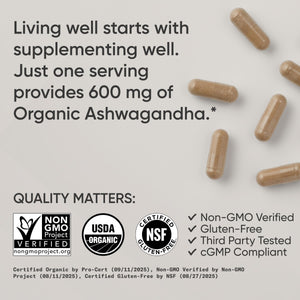 Sports Research® Organic Ashwagandha – Adaptogen for Relaxation, Calm & Sleep Support – Made with Organic KSM-66® – 600 mg – Non-GMO Verified, Gluten-Free, Certified Vegan – 90 Veggie Capsules Sports Research buy supplements Au
