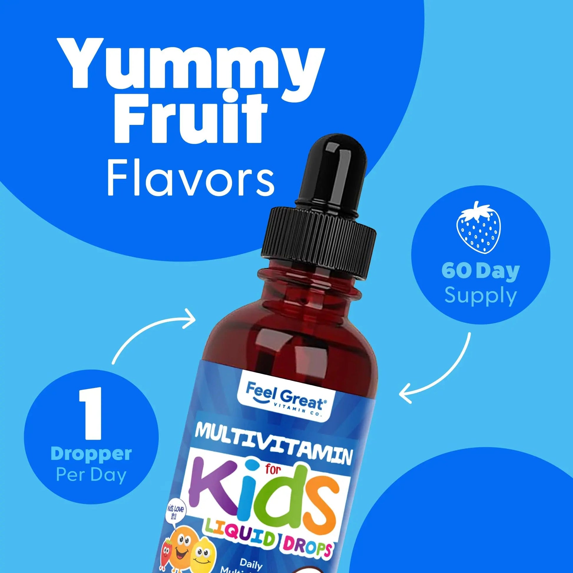 Feel Great Vitamins Organic Multivitamin Liquid Drops for Toddlers & Kids | Daily Essential Nutrients for Healthy Growth | The Feel Great Vitamin Company