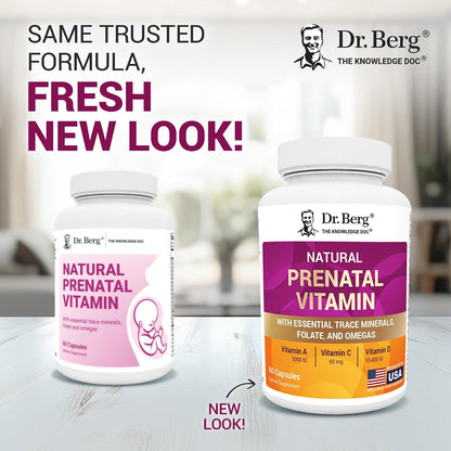 Dr. Berg Natural Prenatal Vitamins for Women (Pregnant & Nursing) - Prenatal Vitamins with Folate, Vitamins, Minerals, Omegas, &11 Powerful Superfoods - Womens Prenatal Multivitamin - 60 Capsules