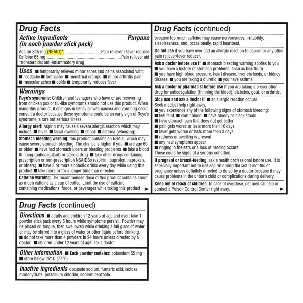Quality Choice Fast Pain Relief Powder, Contains 50 Powder Packets for Rapid Pain Relief. Contains Aspirin & Caffiene Quality ChoiceBuy Supplements Australia
