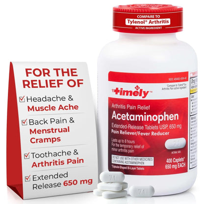 TIME-Cap Labs 400 Caplets Extended Release Acetaminophen 650mg - Pain Reliever & Fever Reducer for Adults, Helps with Headaches, Backaches, Muscle Pain, Toothaches, Arthritis & Menstrual Cramps TIME-CAP LABS, INC.Buy Supplements Australia