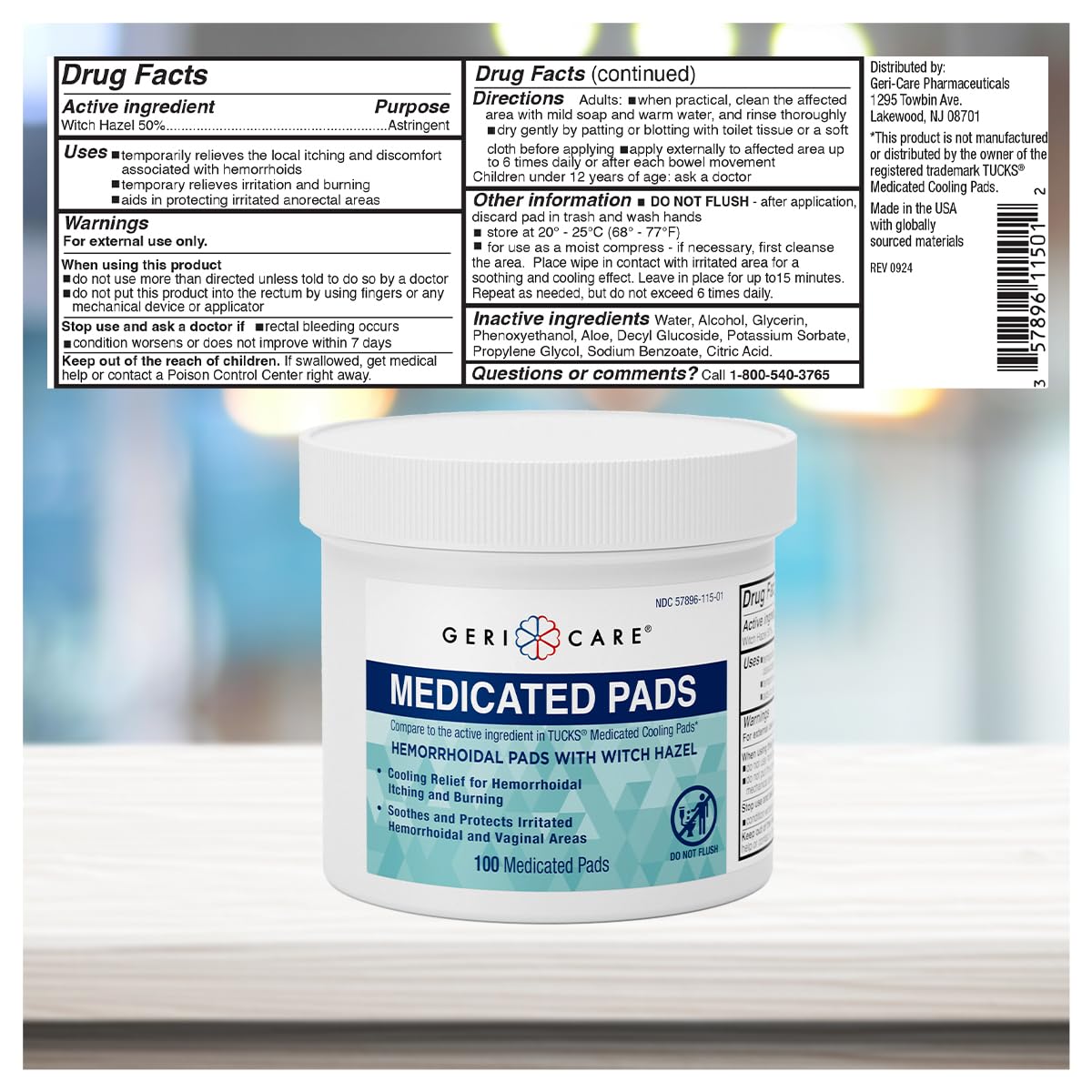 GeriCare Anti-Diarrheal Caplets 24 Count & Medicated Pads of Witch Hazel 50% 100 Count Bundle – Fast Relief for Diarrhea, Soothing Medicated Pads for Irritation, Digestive Support & Travel GeriCareBuy Supplements Australia