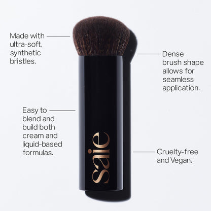 Saie Sun Melt Duo - The Big Brush - Soft, Multi-Use Liquid + Cream Makeup Brush With Synthetic Bristles Bundled With Sun Melt Bronzer in Tan Bronze - Buildable Cream Contour with Velvet Finish (1 oz) SaieBuy Supplements Australia