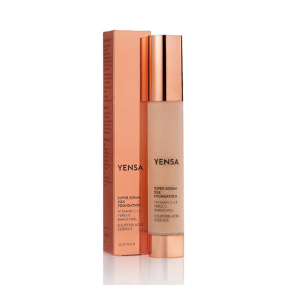 YENSA Serum Foundation Makeup - Super Silk Full Coverage Foundation Enriched with Peptides, Vitamin C & Ferulic Acid to Help Reduce Fine Lines, Wrinkles & Dark Circles - Light 1 (1 oz) YENSABuy Supplements Australia