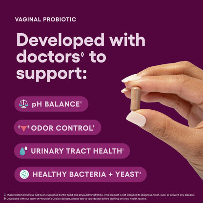 Physician's CHOICE Vaginal Probiotics for Women, pH Balance & Odor, 30ct | Supports Odor Control, Vaginal Flora, Yeast Balance & Feminine Health, 6B CFU, Organic Prebiotics, Cranberry Extract