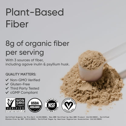Sports Research® Organic Fiber Unflavored – Organic Fiber Powder - Daily Psyllium Husk and Prebiotic Agave Inulin, Helps Maintain Regularity* with Soluble & Insoluble Fiber - Easy to Mix, 30 Servings Sports Research buy supplements Au