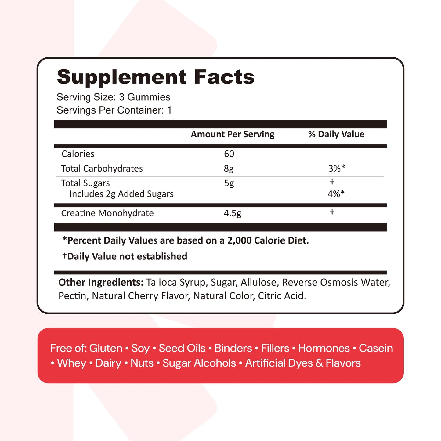Create Creatine Monohydrate Gummies for Men & Women, Boost Focus, Strength, and Endurance, Anti-Melting Formula, Vegan, Gluten-Free, Non-GMO, 1.5g of Creatine per Gummy (Orange)