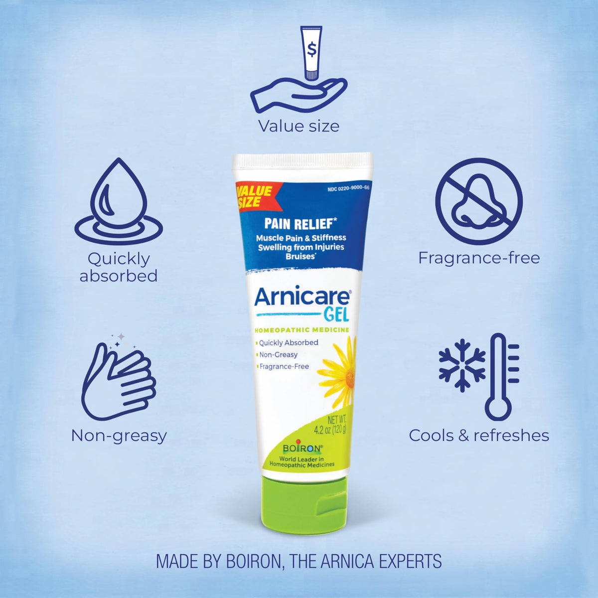 Boiron Arnicare Gel for Relief of Joint Pain, Muscle Pain, Muscle Soreness, and Swelling from Bruises or Injury - Non-greasy and Fragrance-Free - 4.2 oz BoironBuy Supplements Australia